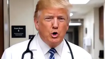 Trump ȘOCHEAZĂ internetul! videoclip AI în care apare ca medic și „diagnostichează” vedete de la Hollywood
