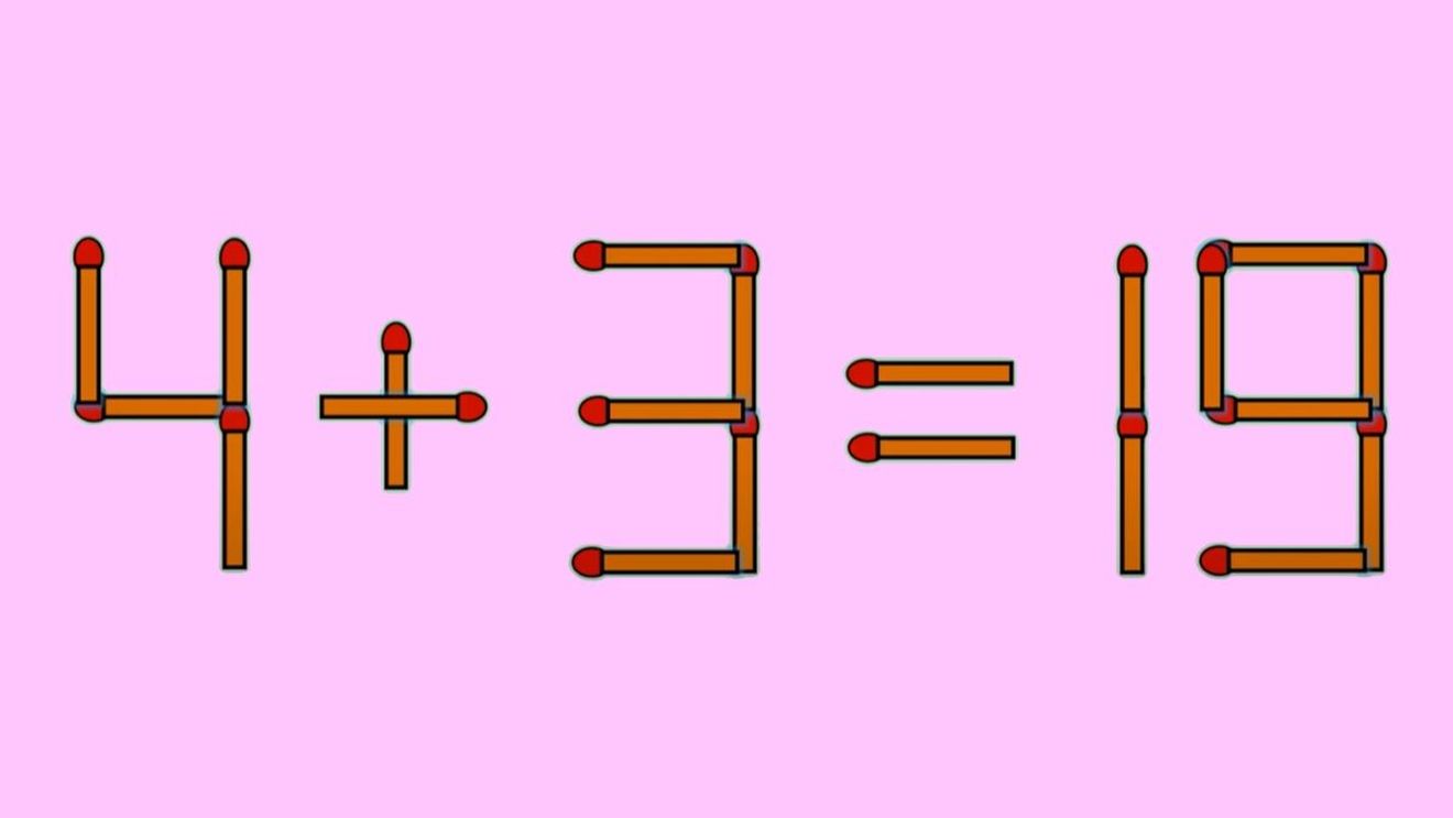 Test IQ exclusiv pentru genii | Corectați 4 + 3 = 19, mutând un singut chibrit