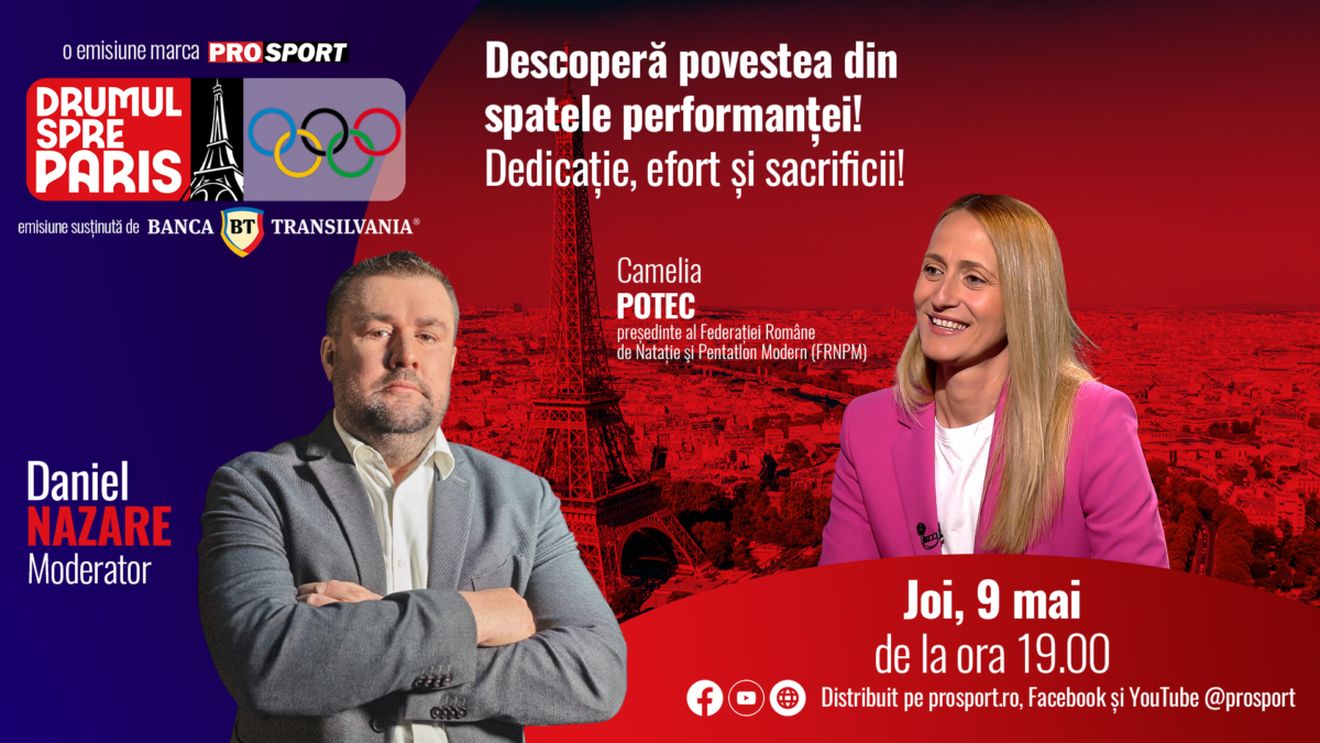 Camelia Potec, președintele FR de Natație și Pentatlon Modern, invitata emisiunii ,,Drumul spre Paris’’ de joi, 9 mai, de la ora 19:00