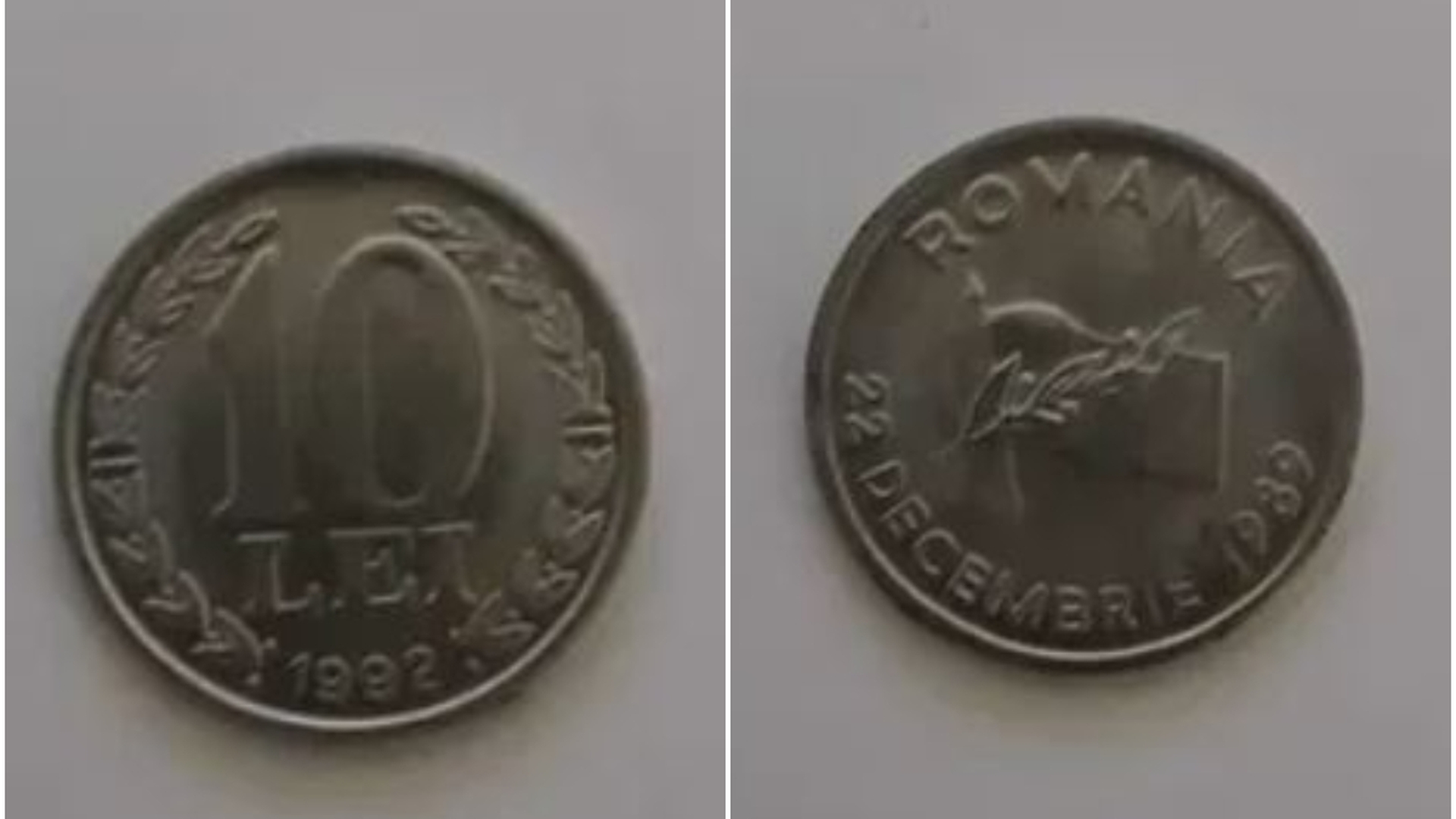 Prețul ireal la care se vinde o monedă de 10 lei din 1992, acum, în anul 2023. A fost emisă pentru comemorarea Revoluției