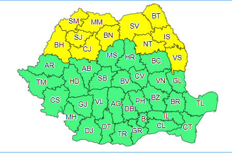 Din nou cod galben și portocaliu de ploi în mare parte din țară! Harta zonelor afectate