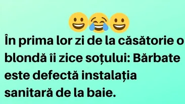 Bancul zilei. Ce îi spune o blondă soţului în prima lor zi de la căsătorie