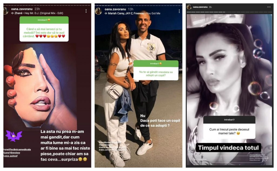 Oana Zăvoranu, confesiuni de suflet despre viața privată și cariera în muzică în timpul unei sesiuni de întrebări și răspunsuri cu fanii © Instagram Stories