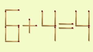 Test IQ cu chibrituri | Mutați 1 băț pentru a corecta egalitatea: 6+4=4. Doar geniile găsesc toate cele 3 soluții!