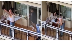 VIDEO / Dovada că izolarea poate fi și amuzantă! Ce a făcut un bărbat pe balcon întrece orice imaginație
