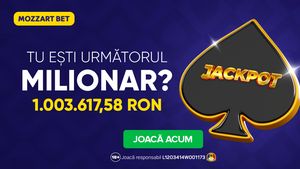 (P) Jackpotul de peste 1.000.000 RON de la Mozzart Bet așteaptă să fie câștigat! Tu poți fi următorul milionar din România