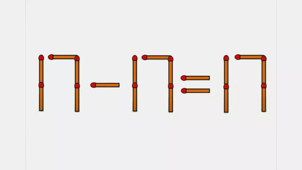 Test IQ cu bețe de chibrit | Mută unul singur pentru a rezolva ecuația 17-17=17