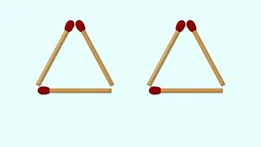 99 din 100 se dau bătuți la acest test IQ | Mutați un singur băț, pentru a obține 4 triunghiuri!