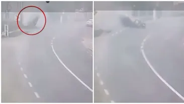 Scene din filmele de acțiune în Șomcuta Mare, în prima zi de Paște! Un șofer beat s-a înfipt într-un podeț, după ce a ajuns cu mașina în aer