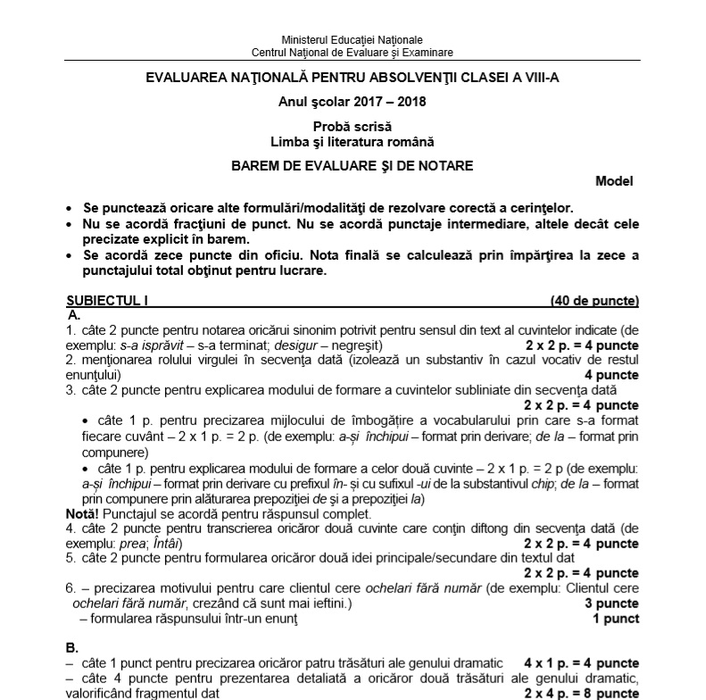 Evaluarea Națională 2019. Ce subiecte au picat la limba română în 2018