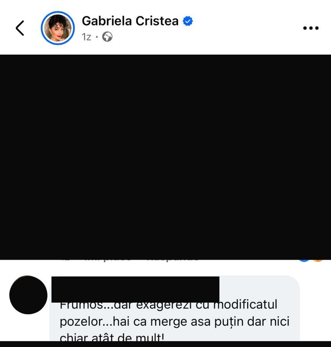 Gabriela Cristea, criticată pentru că își editează pozele. Sursa foto: Facebook / Gabriela Cristea