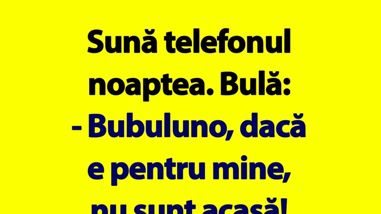 BANC | Sună telefonul noaptea. Bulă: Bubulino, dacă e pentru mine, nu sunt acasă