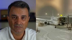 Lucian Mîndruță, blocat pe Aeroportul Otopeni din cauza ninsorilor: ”Avionul plin de zăpadă, niciun utilaj în jurul lui”
