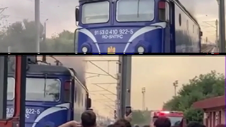 Incendiu la locomotiva unui tren de pasageri în Constanța: circulația a fost blocată temporar