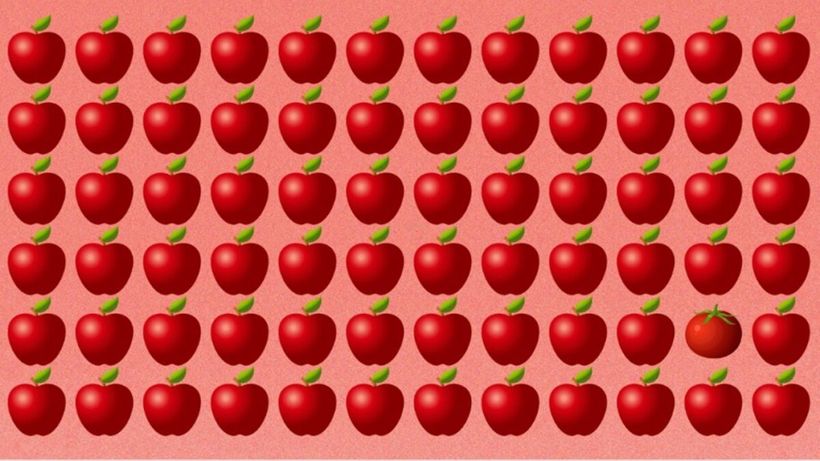 TEST IQ | Doar 3% reușesc: Găsiți roșia ascunsă printre merele din imagine, în cel mult 6 secunde!