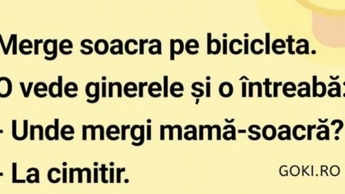 BANC | Discuție între ginere și soacră: „Unde mergi, mamă-soacră?” - „La cimitir”