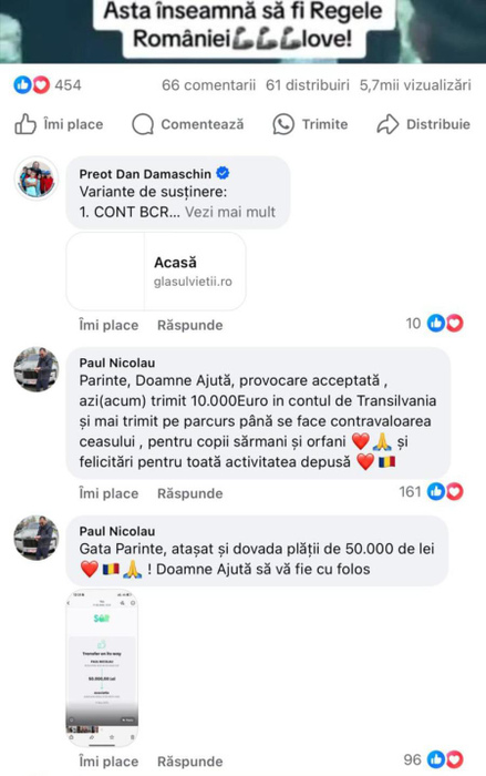 Pescobar, donație impresionantă. Sursa foto: captură ecran