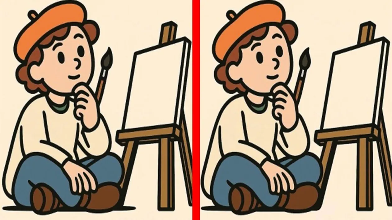 Test de logică | Acești 2 pictori par identici, dar nu sunt. Identificați 3 diferențe!