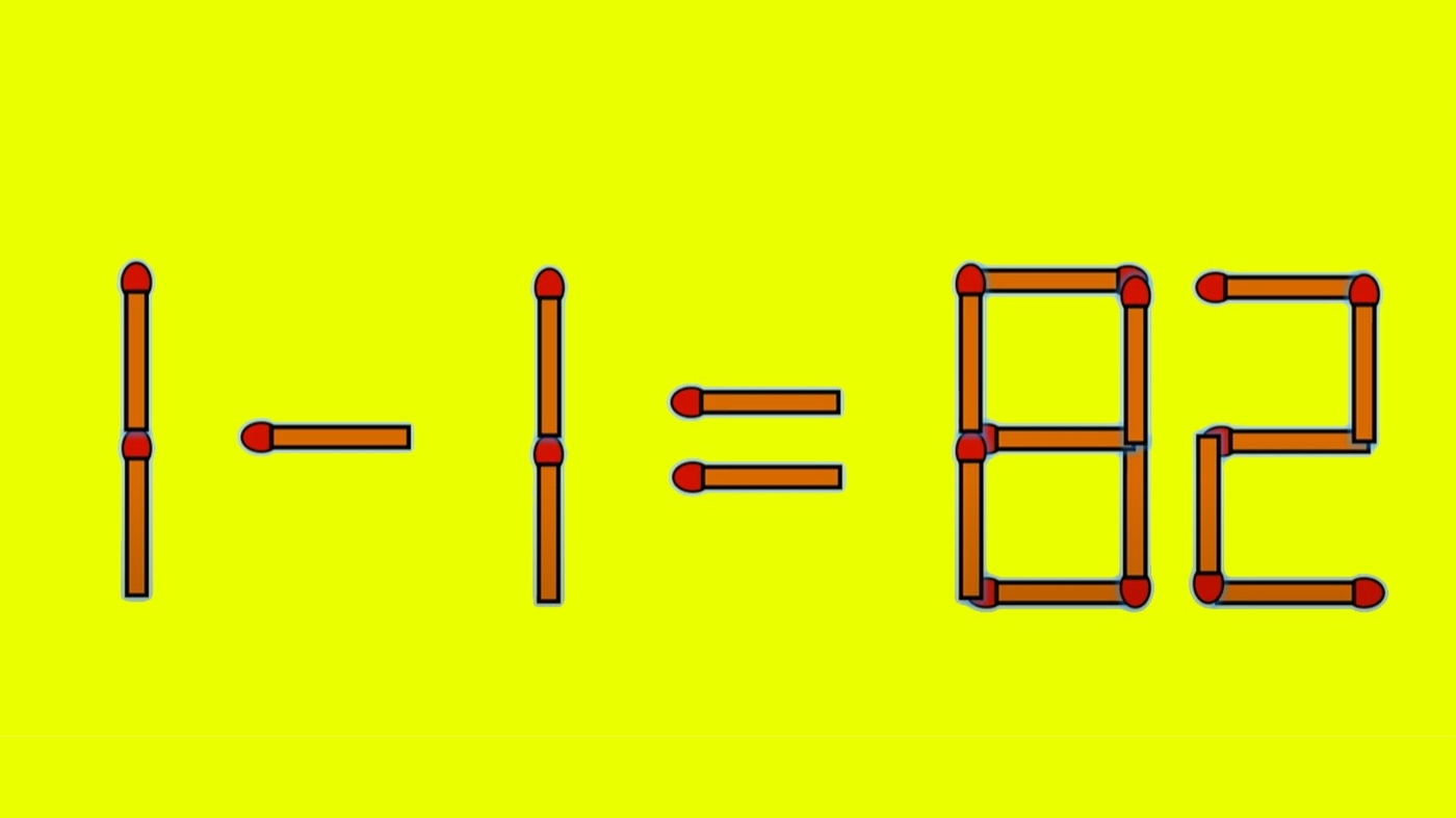 Test IQ exclusiv pentru genii | Corectați 1 - 1 = 82, mutând un singur chibrit