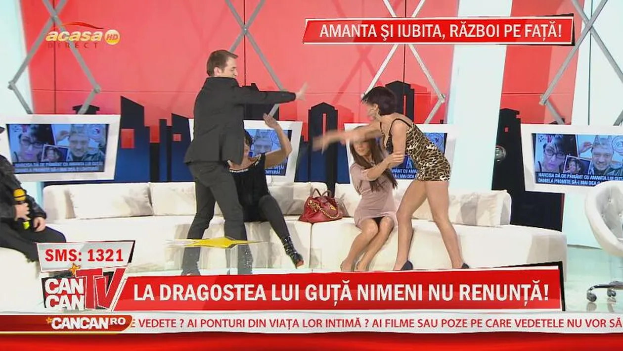 Ce ai pierdut aseara la CANCAN TV. Paruiala si bataie parte in parte intre Dana si Narcisa, femeile lui Guta