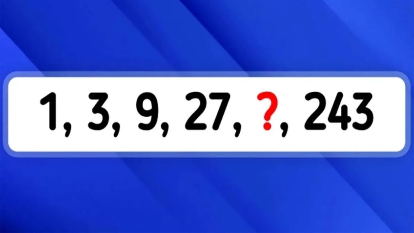 Test de inteligență | 1, 3, 9, 27, ?, 243: Înlocuiți semnul întrebării cu numărul corect