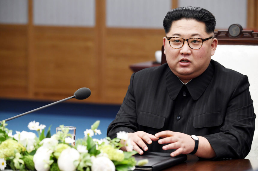 PANMUNJOM, SOUTH KOREA - APRIL 27:  North Koraen Leader Kim Jong Un speaks during the Inter-Korean Summit at the Peace House on April 27, 2018 in Panmunjom, South Korea. Kim and Moon meet at the border today for the third-ever inter-Korean summit talks after the 1945 division of the peninsula, and first since 2007 between then President Roh Moo-hyun of South Korea and Leader Kim Jong-il of North Korea. (Photo by Korea Summit Press Pool/Getty Images)