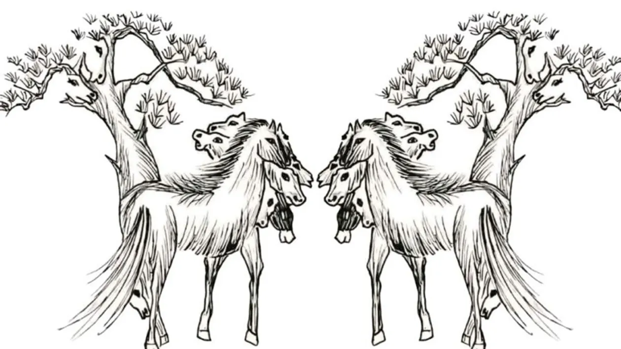 Test IQ exclusiv pentru genii | Câți cai apar, în total, în această iluzie optică simetrică?