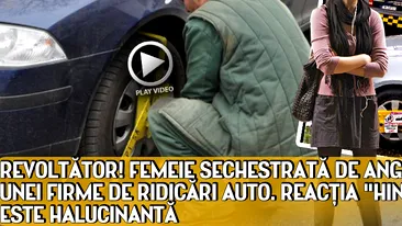 REVOLTĂTOR! Femeie SECHESTRATĂ de angajaţii unei firme de ridicări auto. Reacţia hingherilor este HALUCINANTĂ VIDEO