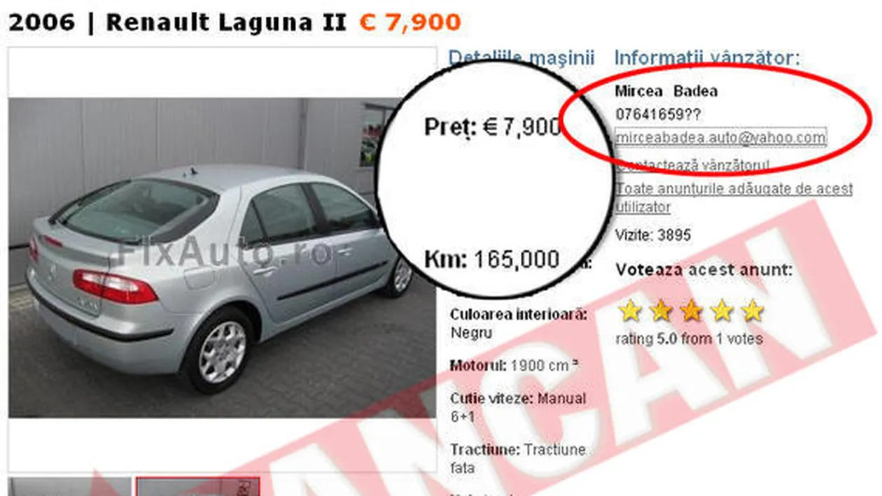 Mircea Badea, samsar de Balta Alba! Vezi aici cat cere pe Renault-ul lui cu aproape 200.000 de kilometri la bord!