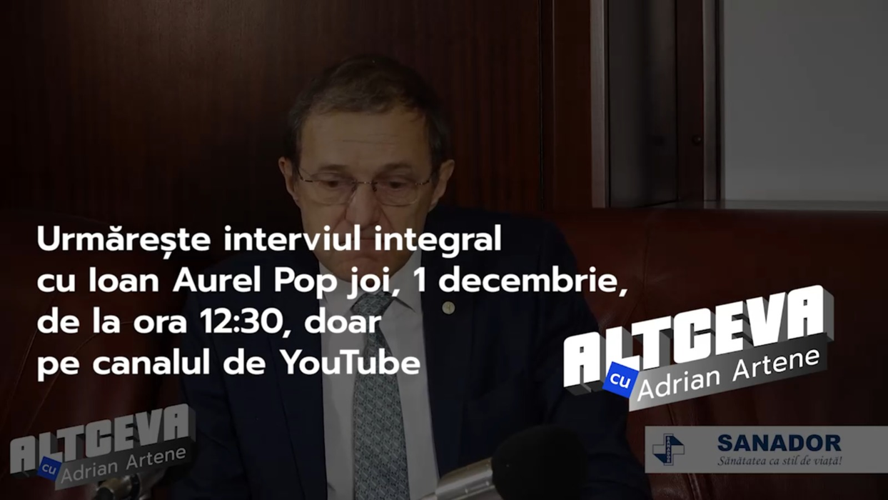Ioan Aurel Pop este invitat în cadrul podcastului „ALTCEVA cu Adrian Artene” / (foto: captură video)