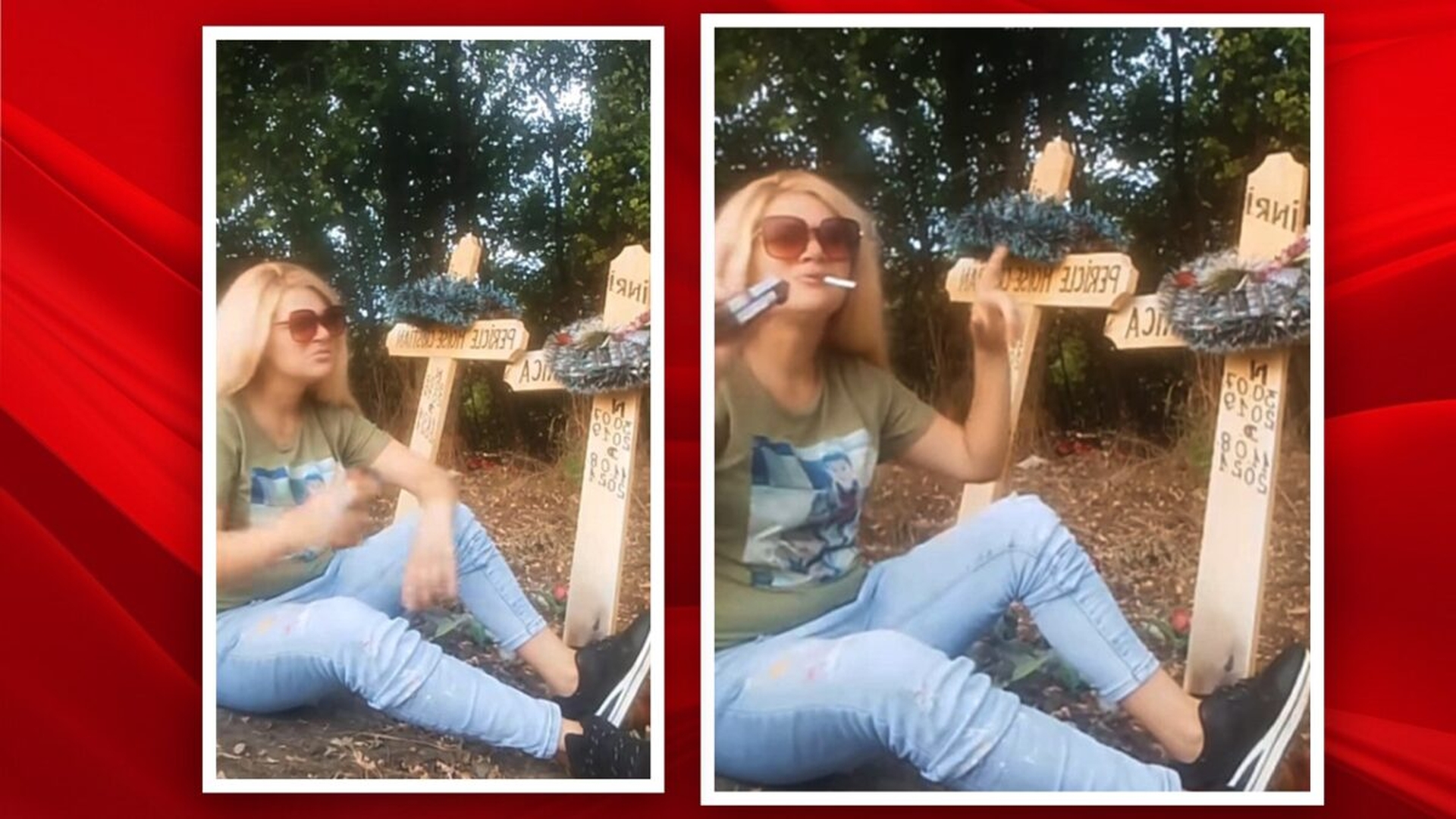 Imagini tulburătoare! Cum s-a filmat în cimitir mama gemenilor căzuți de la etajul 10 (în timp ce ea făcea live pe Facebook)