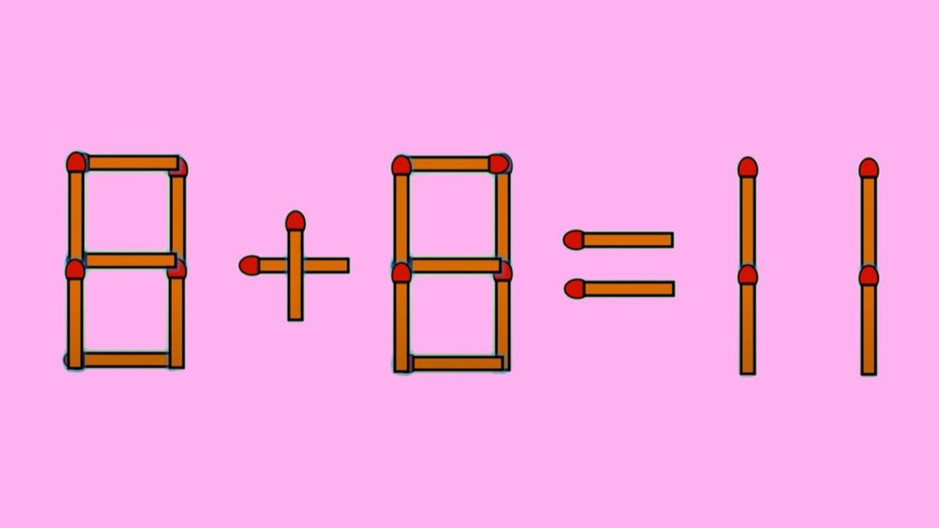 Test de inteligență | Mutați un singur chibrit, pentru a corecta 8 + 8 = 11