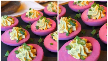 Ouăle roz umplute sunt ultima fiță pentru aperitivul de Paște! Cum se colorează natural și sănătos