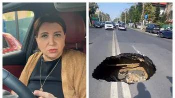 Clipe de coșmar pentru Carmen Șerban. A căzut cu mașina într-o groapă aflată în mijlocul drumului