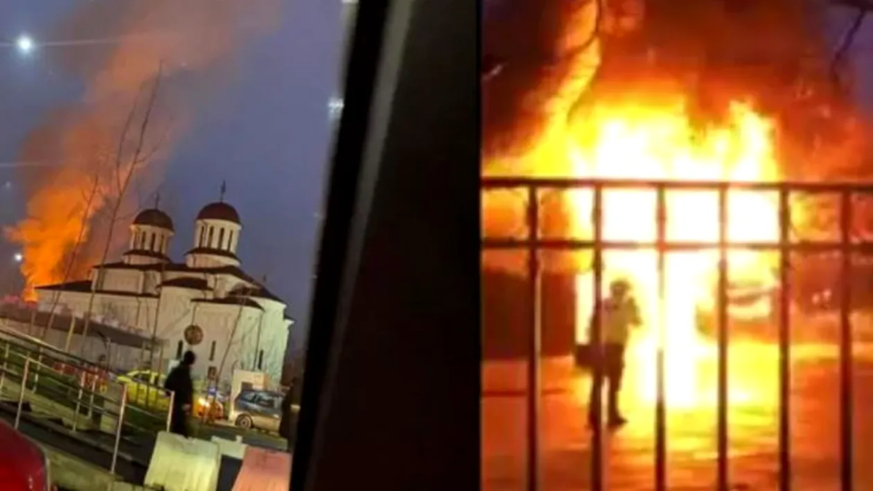 Incendiu puternic la biserica de la Doamna Ghica, din București. ISU, prima reacție
