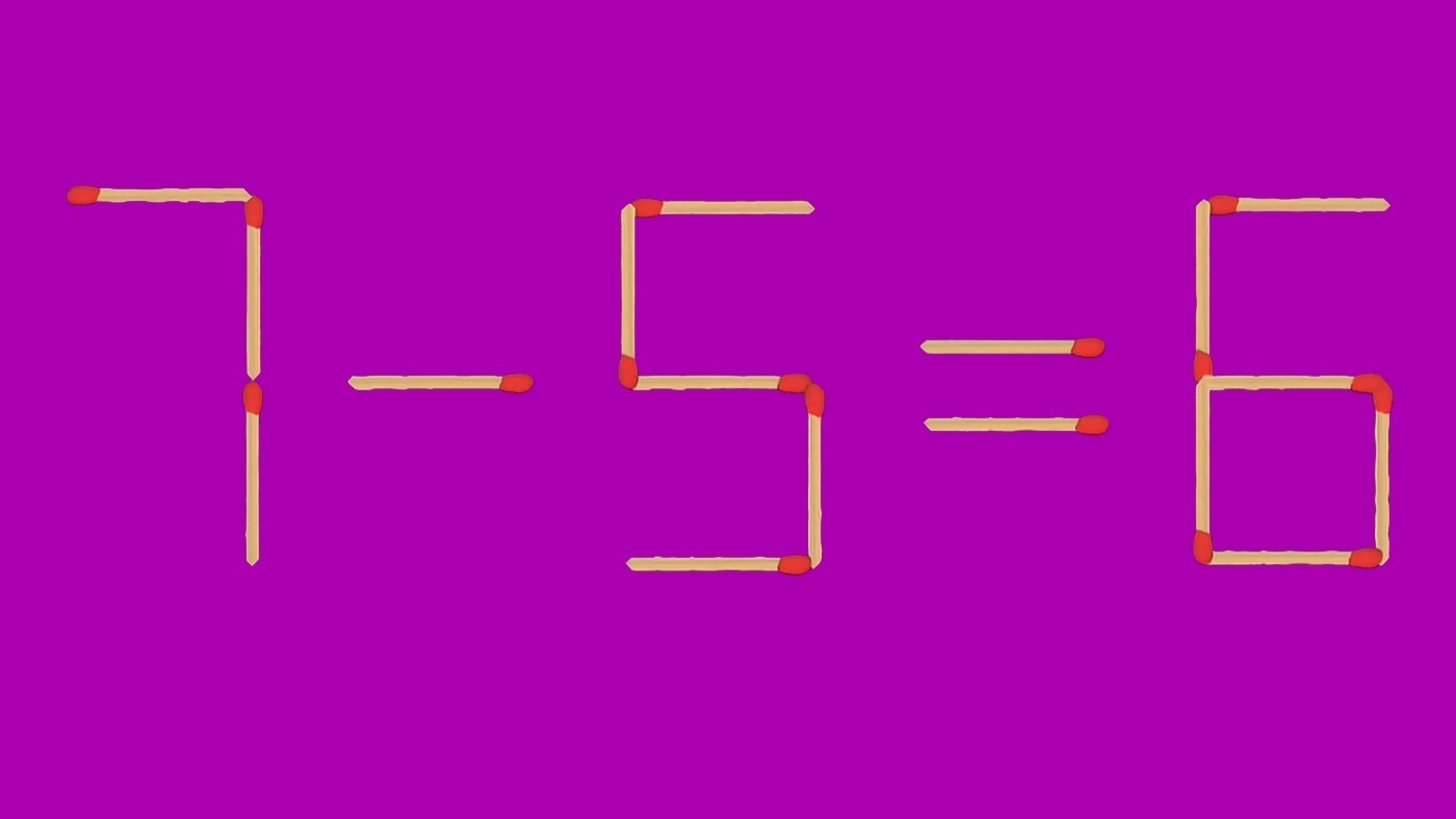 Test IQ cu chibrituri | Corectați 7 - 5 = 6, mutând un singur băț