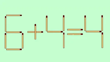 Test de inteligență | Mutați un singur chibrit, pentru a corecta 6 + 4 = 4. Ai găsit toate cele 3 soluții?