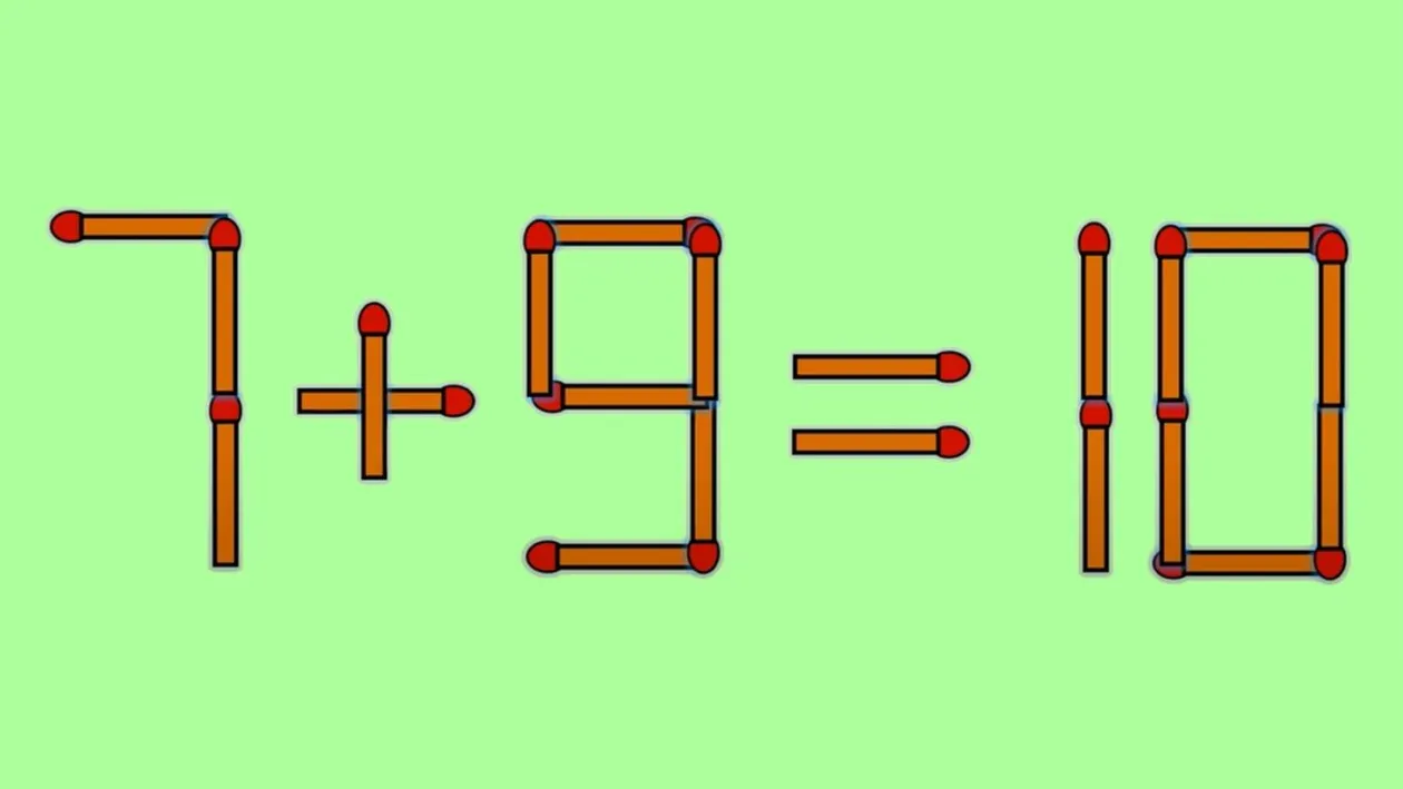 Test de inteligență | Corectați 7 + 9 = 10, mutând un singur băț de chibrit