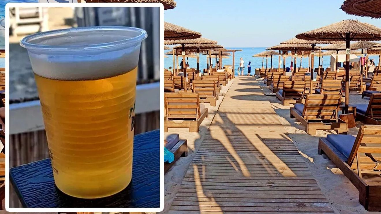 Cât costă o bere pe plajă în Thasos. Imagini realizate de o turistă româncă bulversată de prețuri
