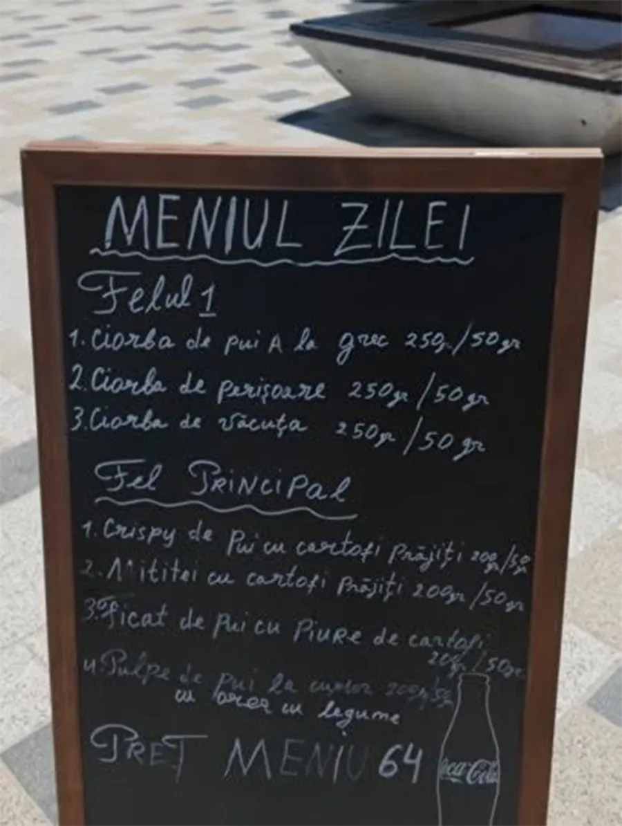Meniul zilei Mamaia Nord/ sursa foto: Adrian Călătorul- Facebook