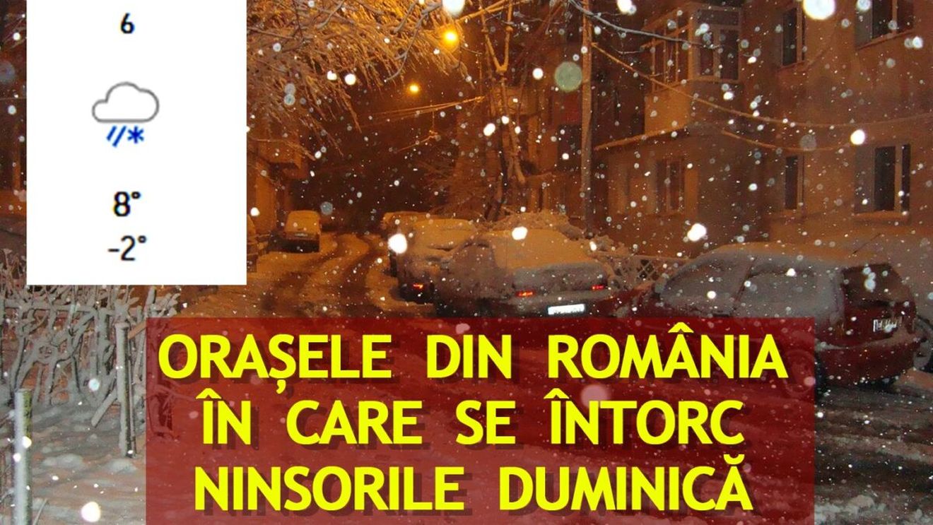 Orașele mari din România în care se întorc ninsorile duminică, potrivit meteorologilor Accuweather