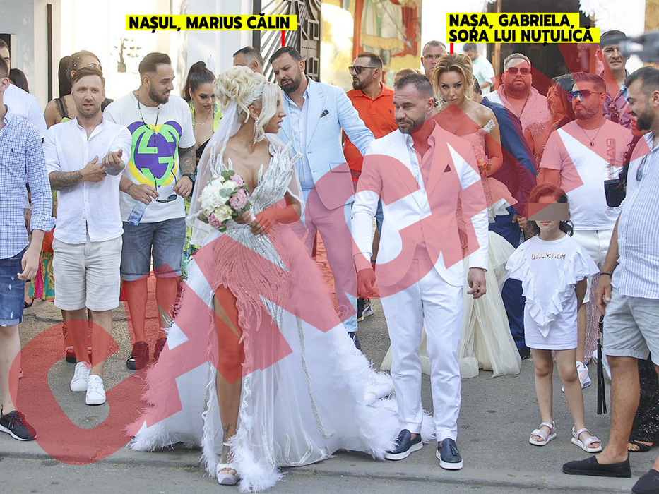 Nașii celor doi îndrăgostiți au fost aleși din familie, părinții spirituali ai lui Nuțulică și ai soției sale fiind Gabriela, și soțul ei, Marius Călin / (Sursa: CANCAN.RO)