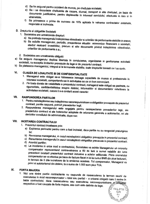 Contractul dintre Unirea Shopping Center şi PALL D'OR CON SA