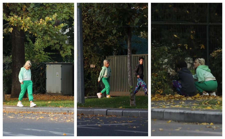 Amna a venit în Cartierul Primăverii la volanul bolidului său, Porsche Cayenne, iar fotograful personal i-a făcut câteva poze de album în care apare și creația toamnei din acest an asupra Mamei Naturi © CANCAN.RO