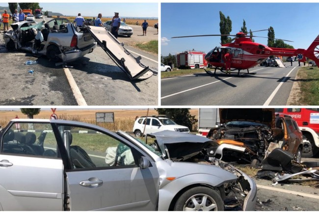 Accident cumplit în Arad! 4 răniți, printre care și un copil. A fost solicitat elicopterul SMURD