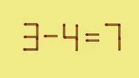 Test de inteligență | Mutați un singur chibrit, pentru a corecta 3 - 4 = 7