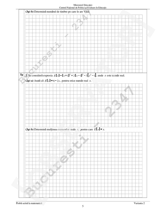 Evaluarea Națională 2022 | Subiectele și baremul la matematică, a doua probă de la Evaluare, de joi, 16 iunie 2022