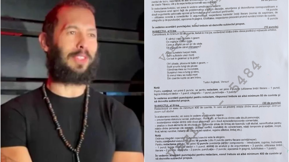 Ce perle ne oferă BAC 2023? Andrew Tate a fost comparat cu Harap-Alb la simulare