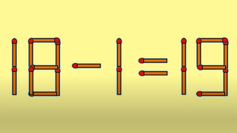 Test IQ cu chibrituri | Mutați un singur băț, pentru a corecta 18 – 1 = 19