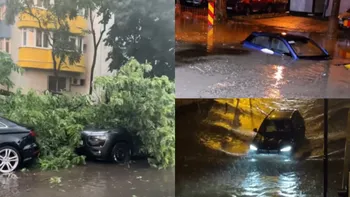 Urmările furtunii din București. Străzi blocate, copaci rupți și stații de metrou închise